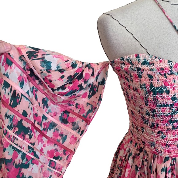 Free People Rococo Sand Mimi Pink Off Shoulder Mini Dress sz XS - Picture 7 of 13